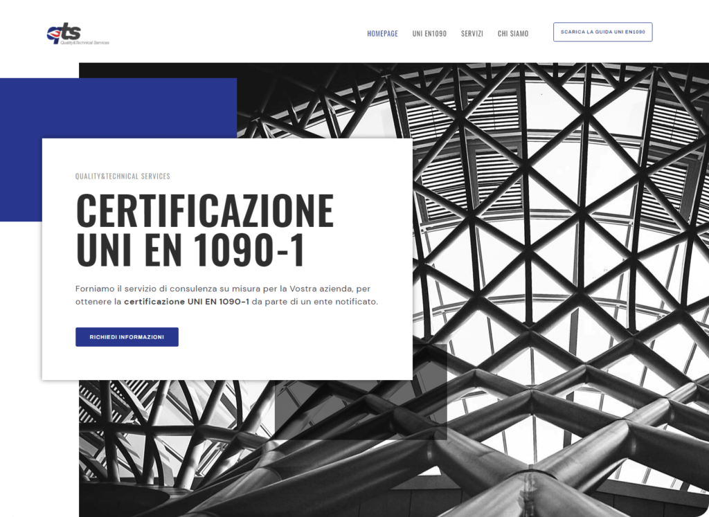Certificato En1090 Sito web Vetrina Aziendale
